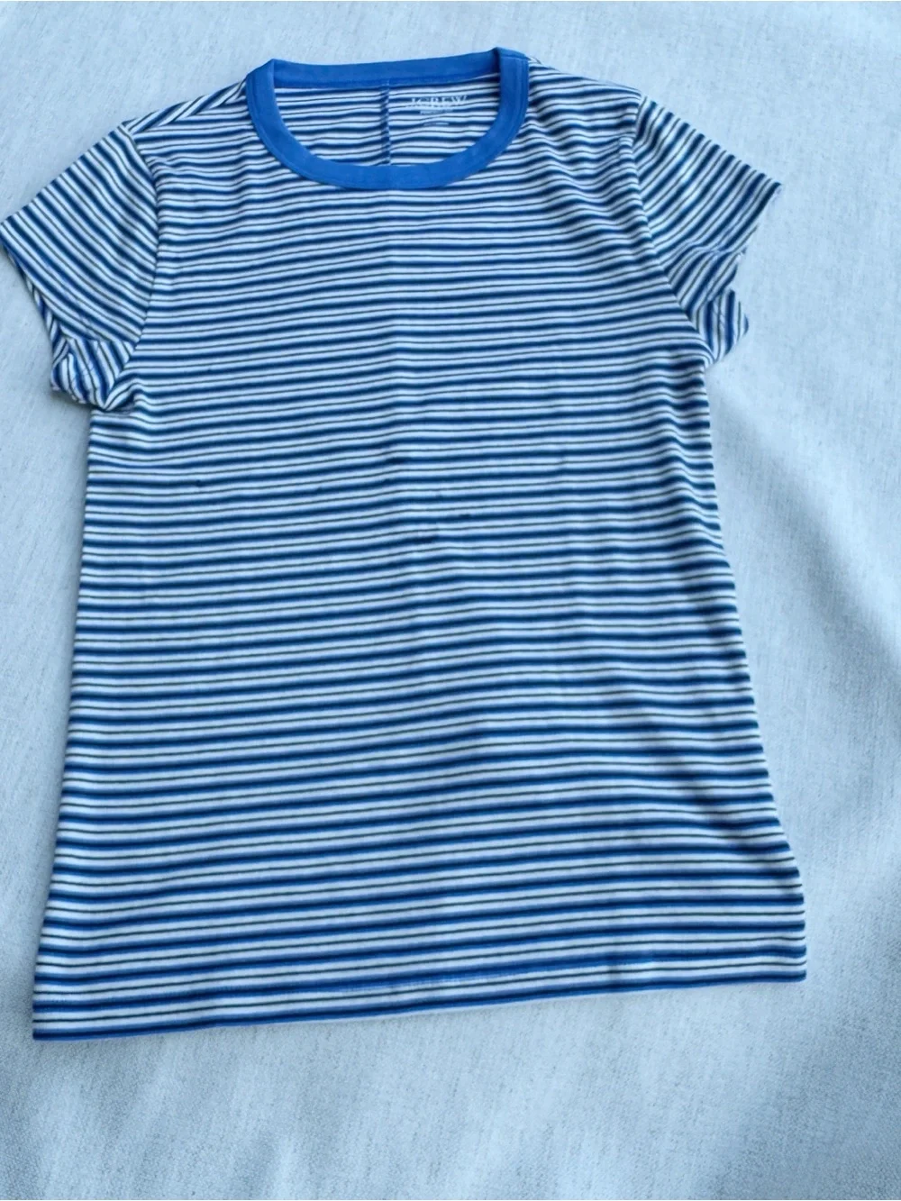 J Crew new women's perfect-fit crewneck T-shirt in stripe in blue white